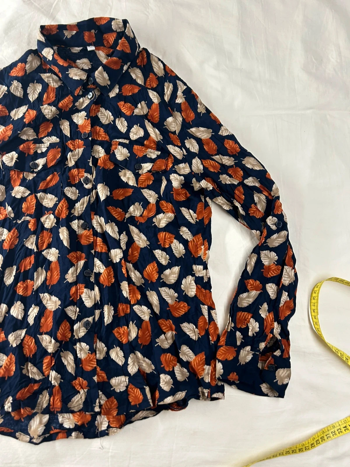 Hemd 100% viscose marineblauw met vintage patronen – photo 4